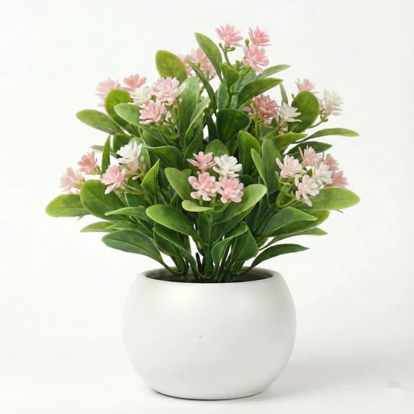 Mini Artificial Potted Plant with Blossoms - Walfay