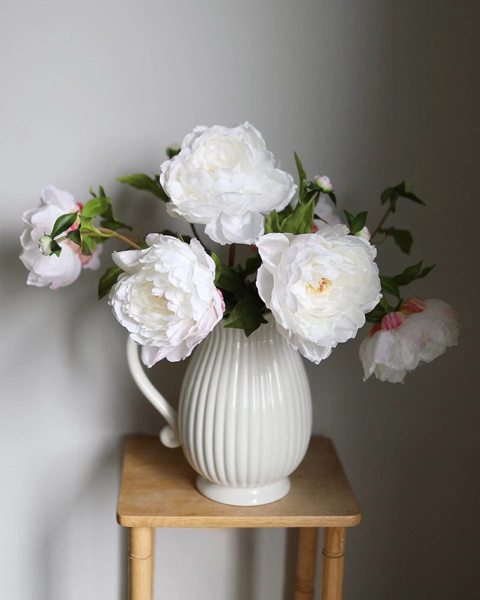 19.5 Inch Artificial White Peony Flower – Indoor Decorative Plant