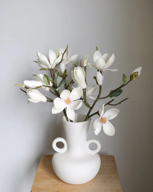 20 Inch Artificial White Magnolia Tulip Flower – Indoor Decorative Plant