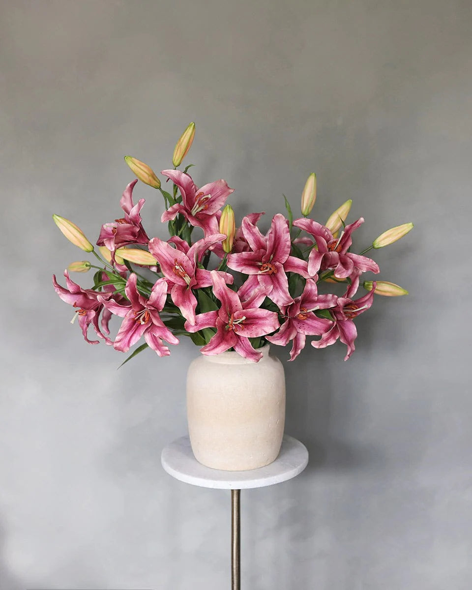 37.5 Inch Artificial Plum Stargazer Lily – Indoor Decorative Flower
